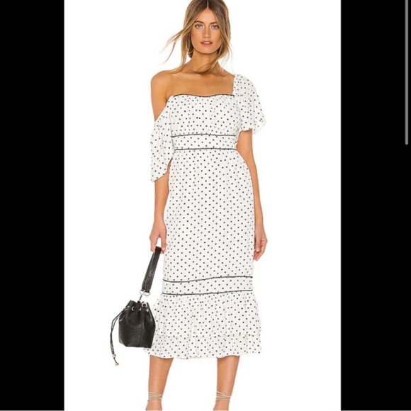 Revolve Alba Lovers and Friends polkadot white dress S - Picture 7 of 8